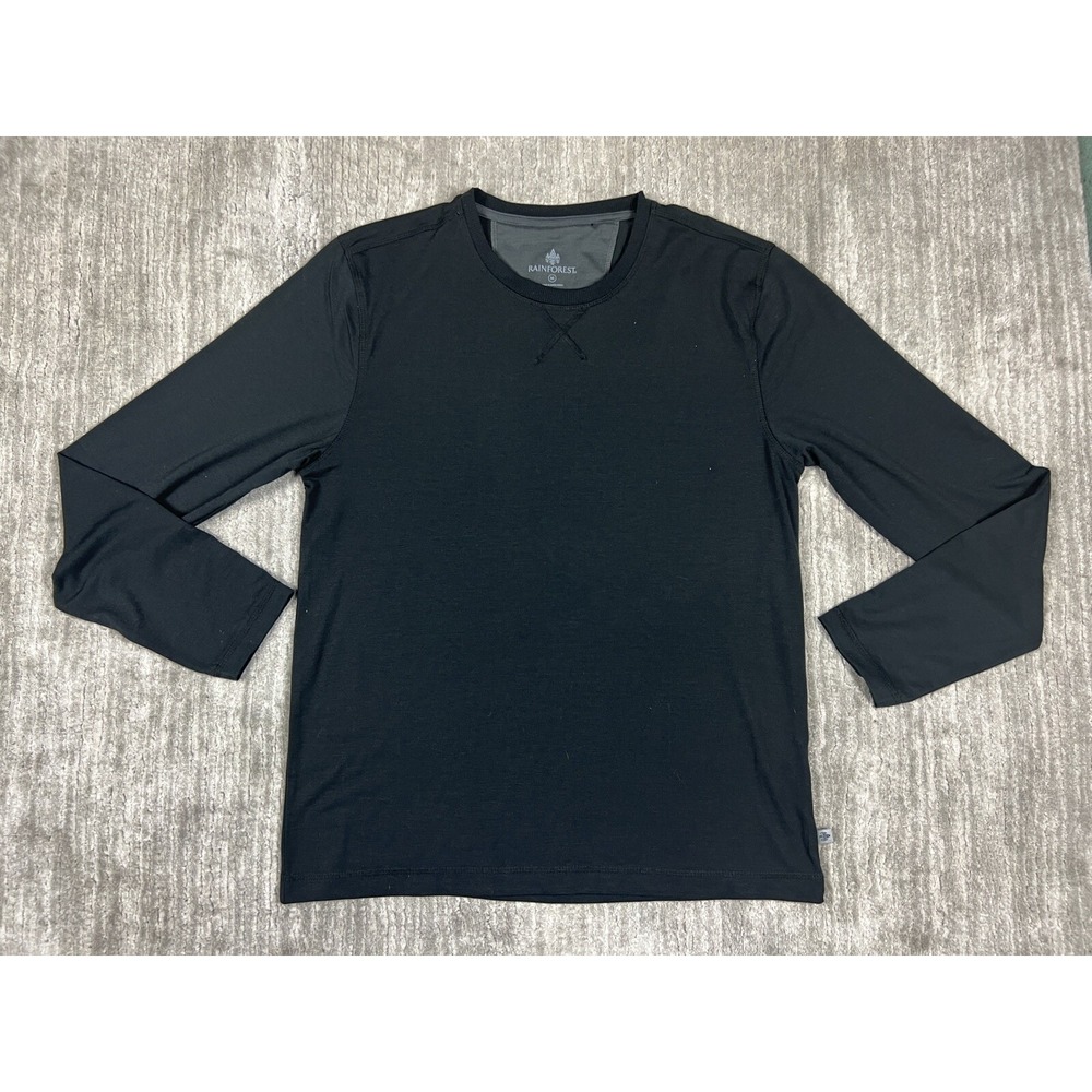 Rainforest T-Shirt Men Medium Black Long Sleeve Crewneck Stretch Performance Top